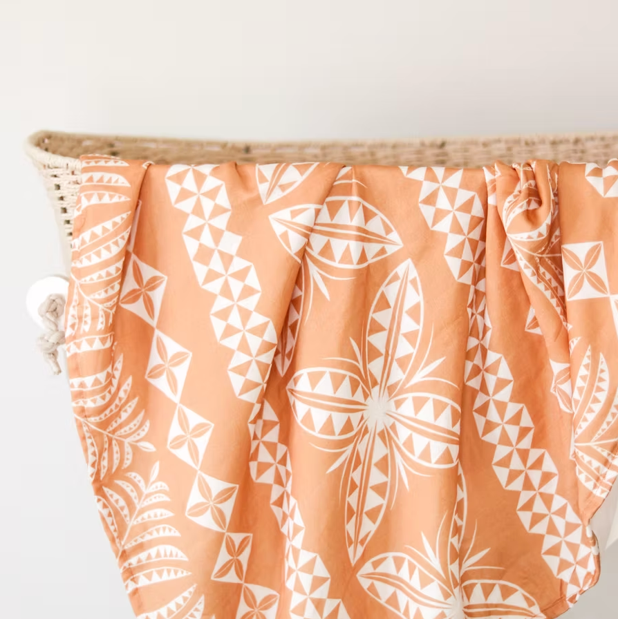 Lange en mousseline - Hiapo/Tapa (Niue) Orange