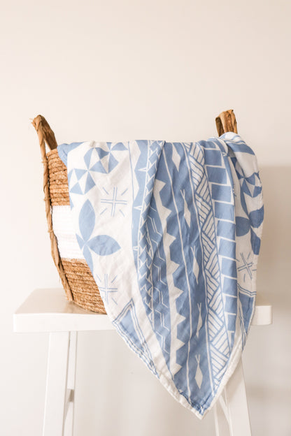 Lange en mousseline - Folau Moana (Samoa) Bleu