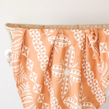 Lange en mousseline - Hiapo/Tapa (Niue) Orange